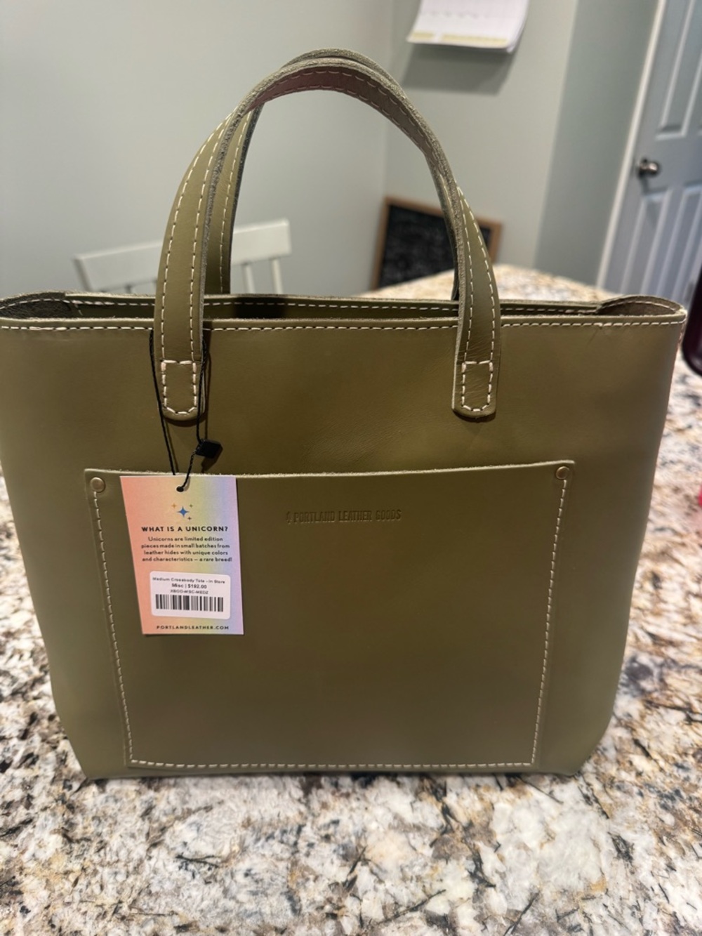 Unicorn Portland Leather Moss Green Leather Tote medium crossbody